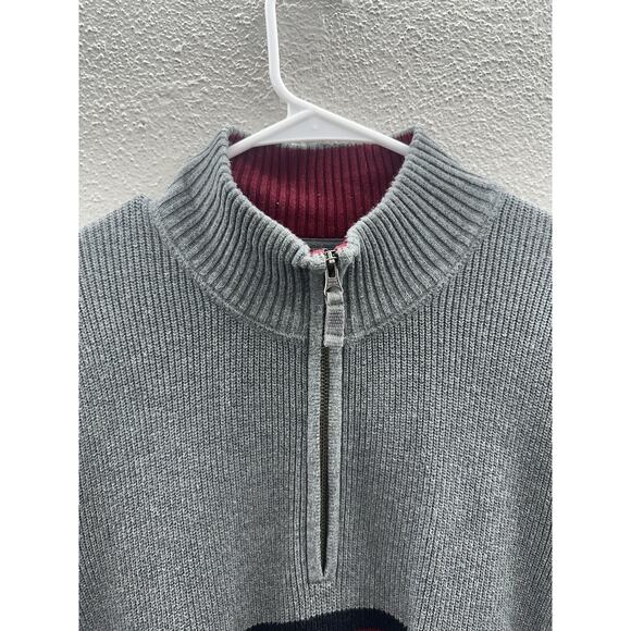 Eddie Bauer Mens Sweater Size Large Gray Long Sleeve Knit 1/4 Zip - Picture 3 of 11